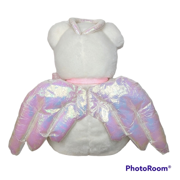 Halo Angel Bear Ty Beanie Buddies White Plush Brown Nose Iridesent Wings Clean - Picture 10 of 12